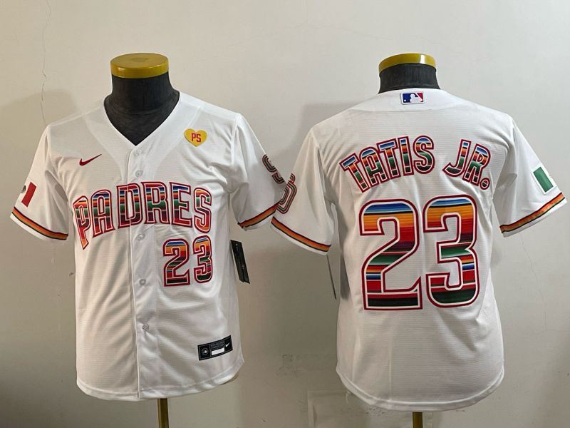 Youth 2026 San Diego Padres #23 Tatis jr White Game Nike MLB Jersey style 03->youth mlb jersey->Youth Jersey